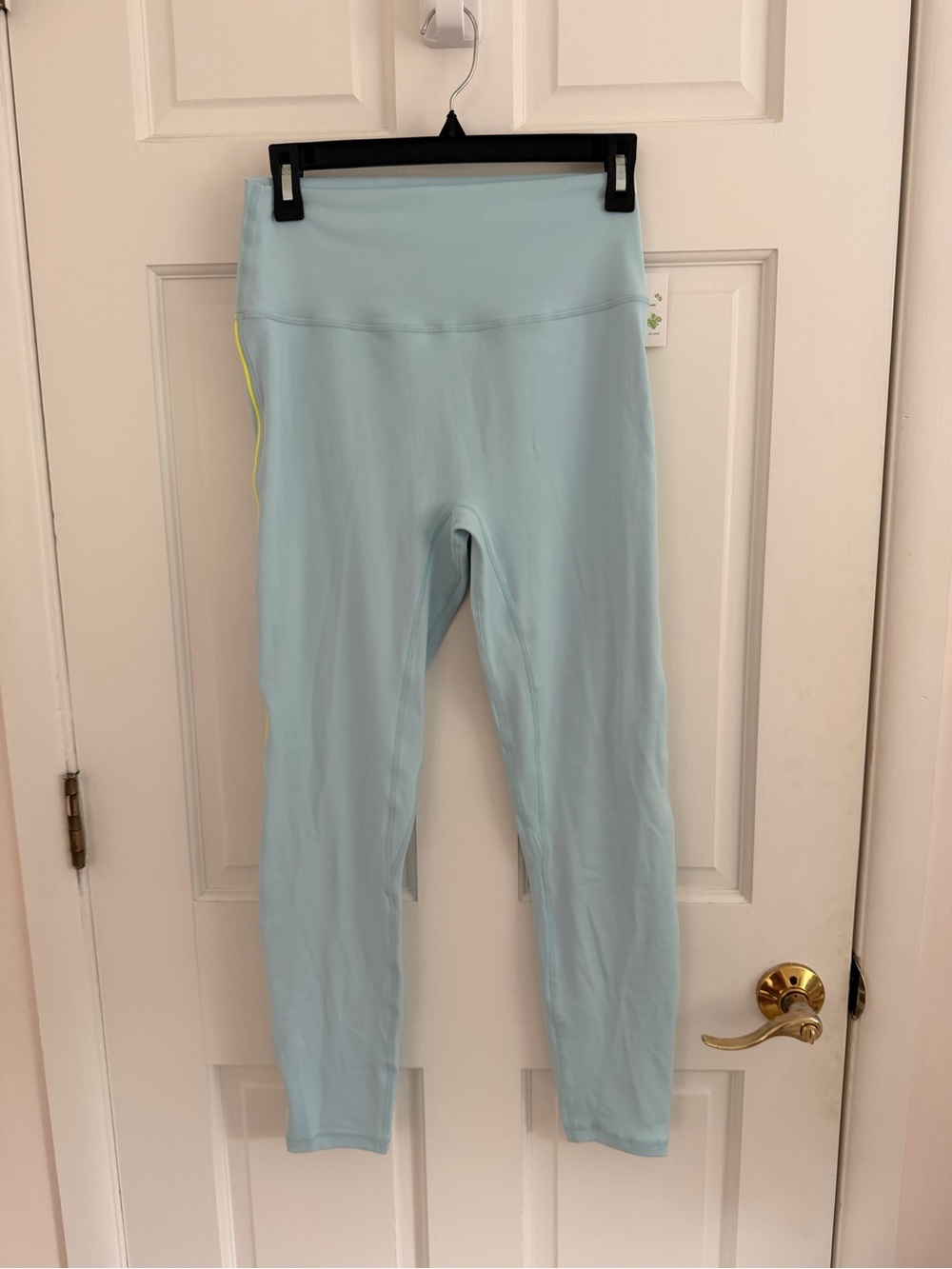 Fancy Light Blue Leggings with Neon Side Trim